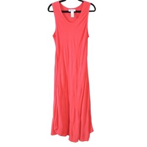 Pink Pineapple Sleeveless Maxi Dress XL Coral Raw Trim Comfort Stretch Flowy